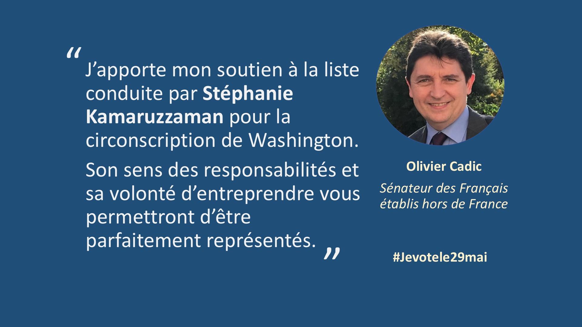 Soutien d'Olivier Cadic, Sénateur des Français de l'étranger